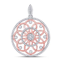 Womens Round Diamond Circle Pendant 1/2 Cttw 10kt Two-tone Gold - REF-38K9Y