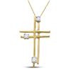 Image 1 : Womens Round Diamond Simple Layered Cross Pendant 1/20 Cttw 14kt Yellow Gold - REF-6F5W