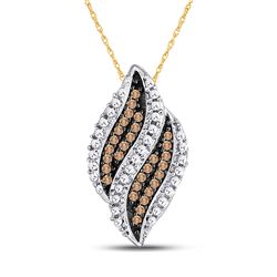 Womens Round Brown Diamond Beaded Fashion Pendant 1/6 Cttw 10kt Yellow Gold - REF-9M5H