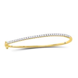 Womens Round Diamond Bangle Bracelet 1 Cttw 14kt Yellow Gold - REF-98K5Y