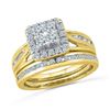 Image 1 : Round Diamond Cluster Bridal Wedding Ring Band Set 1 Cttw 10kt Yellow Gold - REF-79H5R