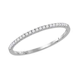 Womens Round Diamond Timeless Stackable Band Ring 1/8 Cttw 10kt White Gold - REF-13W9K