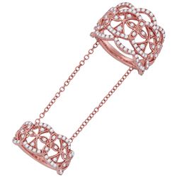 Womens Round Diamond Knuckle Fashion Ring 1-3/4 Cttw 18kt Rose Gold - REF-214F9W