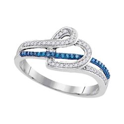 Womens Round Blue Color Enhanced Diamond Heart Ring 1/5 Cttw 10kt White Gold - REF-15A5M
