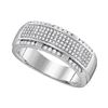 Image 1 : Mens Round Diamond Pave Band Ring 1/2 Cttw 10kt White Gold - REF-48N9F