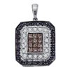 Image 1 : Womens Black Brown Diamond Rectangle Cluster Pendant 3/4 Cttw 14kt White Gold - REF-41M5H