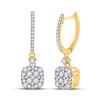 Image 1 : Womens Round Diamond Square Dangle Earrings 1 Cttw 14kt Yellow Gold - REF-71K9Y