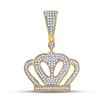 Image 1 : Mens Round Diamond Emperor Crown Charm Pendant 1/2 Cttw 10kt Yellow Gold - REF-27M9H
