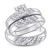 Image 1 : His Hers Round Diamond Cluster Matching Wedding Set 1/3 Cttw 10kt White Gold - REF-36M9H
