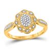 Image 1 : Womens Round Diamond Oval Cluster Ring 1/8 Cttw 10kt Yellow Gold - REF-15W9K