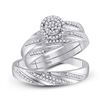 Image 1 : His Hers Round Diamond Cluster Matching Wedding Set 1/3 Cttw 10kt Yellow Gold - REF-30M9H