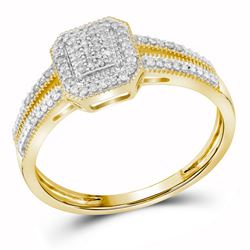 Womens Round Diamond Square Cluster Ring 1/6 Cttw 10kt Yellow Gold - REF-14M9H