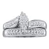 Image 1 : Round Diamond Bridal Wedding Ring Band Set 1/4 Cttw 10kt White Gold - REF-26K5Y