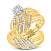 Image 1 : His Hers Round Diamond Solitaire Matching Wedding Set 5/8 Cttw 10kt Yellow Gold - REF-57A5M