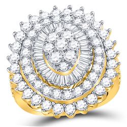 Womens Round Diamond Cluster Cocktail Ring 3 Cttw 14kt Yellow Gold - REF-181Y9N