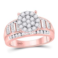 Round Diamond Cluster Bridal Wedding Engagement Ring 1 Cttw 10kt Rose Gold - REF-53A5M