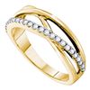 Image 1 : Womens Round Diamond Crossover Band Ring 1/4 Cttw 14kt Yellow Gold - REF-32R9X