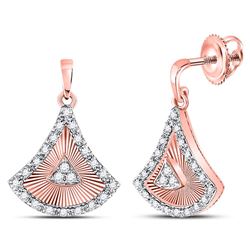 Womens Round Diamond Blade Dangle Earrings 1/5 Cttw 10kt Rose Gold - REF-25W9K