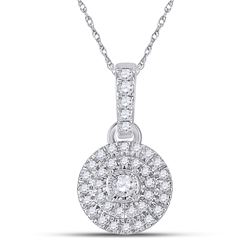 Womens Round Diamond Circle Pendant 1/6 Cttw 10kt White Gold - REF-10M5H