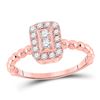 Image 1 : Womens Round Diamond Rectangle Cluster Ring 1/3 Cttw 10kt Rose Gold - REF-26W5K