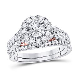 Round Diamond Bridal Wedding Ring Band Set 1 Cttw 14kt Two-tone Gold - REF-96F9W