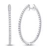 Image 1 : Womens Round Diamond Slender Single Row Hoop Earrings 1-1/2 Cttw 14kt White Gold - REF-96H9R