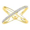 Image 1 : Womens Round Diamond Negative Space Crossover Band Ring 1/6 Cttw 10kt Yellow Gold - REF-17H5R
