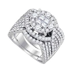 Princess Diamond Bridal Wedding Ring Band Set 2 Cttw 14kt White Gold - REF-164N5F