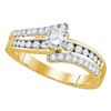 Image 1 : Round Diamond Solitaire Bridal Wedding Engagement Ring 7/8 Cttw 14kt Yellow Gold - REF-100F5W
