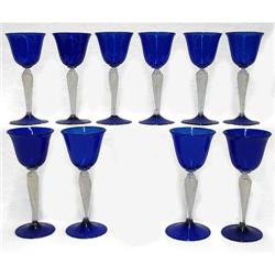 Set of ten 7 1/4 inch hand blown Murano stemglasses;  c