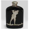 Image 1 : Black amethyst glass flask with sterling ove