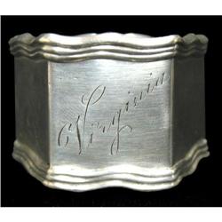 Sterling silver six sided napkin ring with u