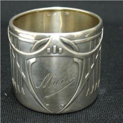 Sterling silver napkin ring with chased Art 