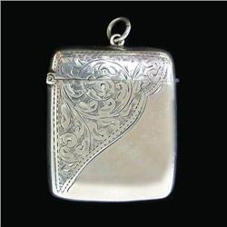 English sterling silver matchsafe with bail;