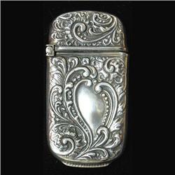 Victorian sterling silver matchsafe with scr