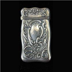 Art Nouveau sterling silver matchsafe with f