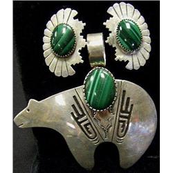 Native American sterling silver and malachit