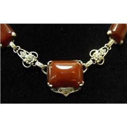 Art Deco sterling silver carnelian and marca