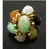 Image 1 : 14k gold multi-colored jade ring and earring