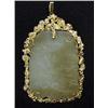 Image 1 : Carved jade pendant in custom made 14k gold 