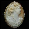 Image 1 : C.1920 10k gold carved shell cameo pin in fi