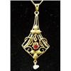 Image 1 : Edwardian 14k rose gold lavalier with chain;