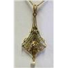 Image 2 : Edwardian 14k rose gold lavalier with chain;