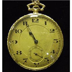 14k gold cased pocketwatch measures 2 inches