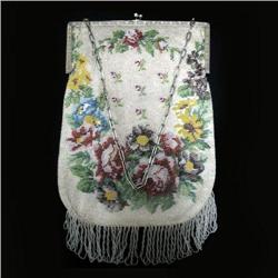 C. 1920 beaded purse; multicolor floral desi