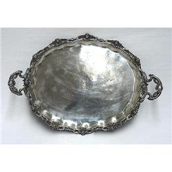 French sterling handled serving tray; pierce