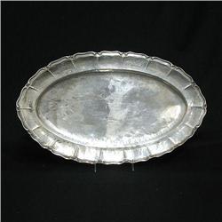 Sterling silver hand hammered oval platter; 