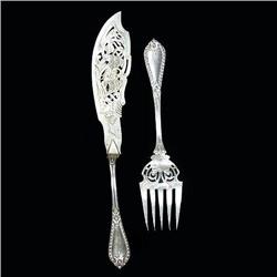 English silver plated serving knife and fork