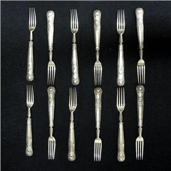 Set of twelve English sterling silver forks 