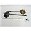 Image 3 : Three utensils including brass skimmer with 